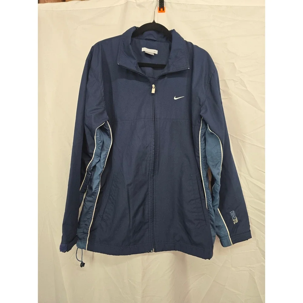 Nike 72 Mens Vintage Windbreaker Full Zip Jacket Navy‎ Blue White Piping Size M